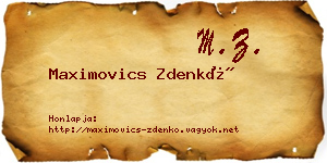 Maximovics Zdenkó névjegykártya